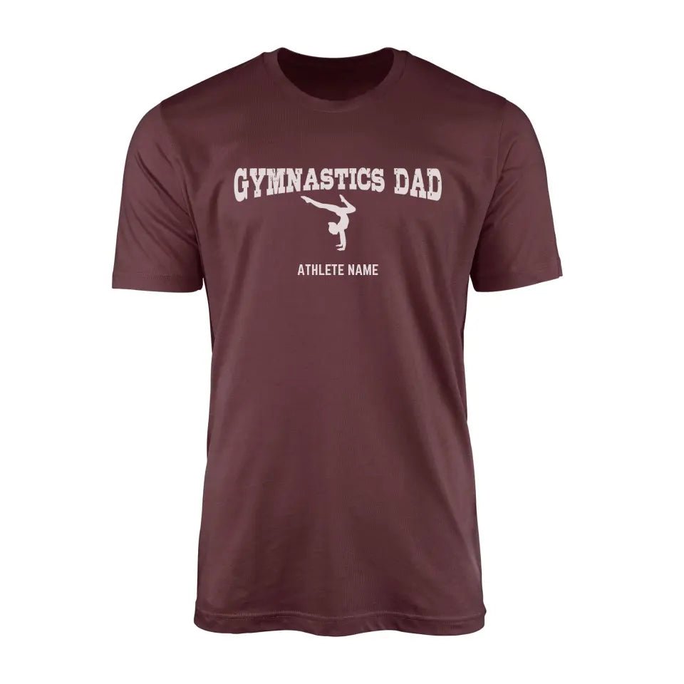 Gymnastics Dad with Gymnast Icon and Gymnast Name on a Men's T-Shirt with a White Graphic