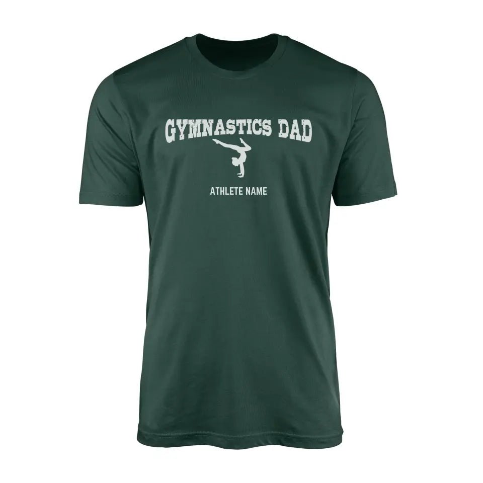 Gymnastics Dad with Gymnast Icon and Gymnast Name on a Men's T-Shirt with a White Graphic