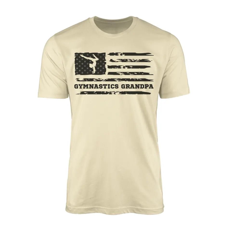 Gymnastics Grandpa Horizontal Flag on a Men's T-Shirt with a Black Graphic