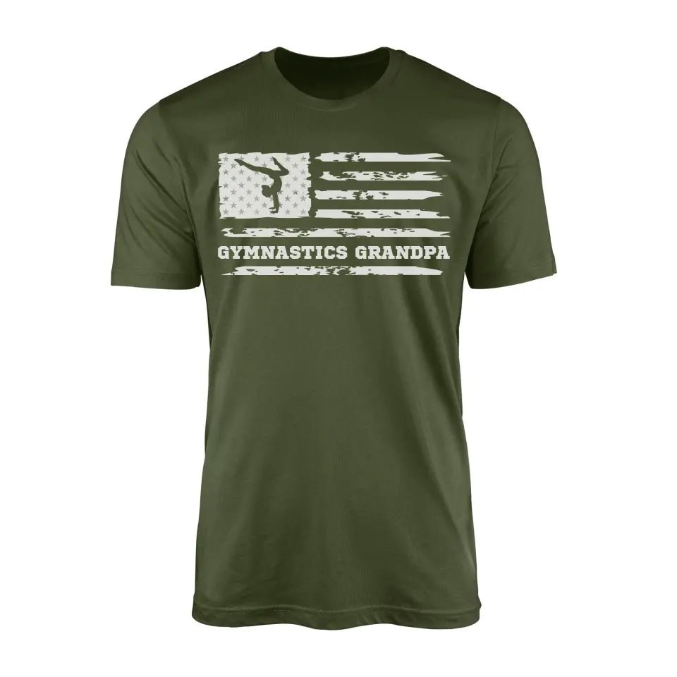 Gymnastics Grandpa Horizontal Flag on a Men's T-Shirt with a White Graphic