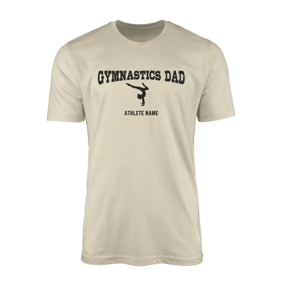 Gymnastics Dad with Gymnast Icon and Gymnast Name on a Men's T-Shirt with a Black Graphic