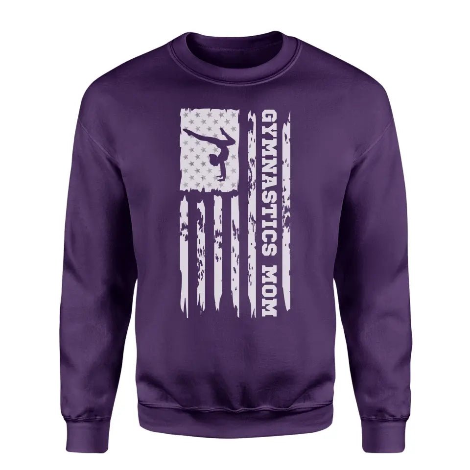 Gymnastics Mom Vertical Flag on a Sweatshirt with a White Graphic
