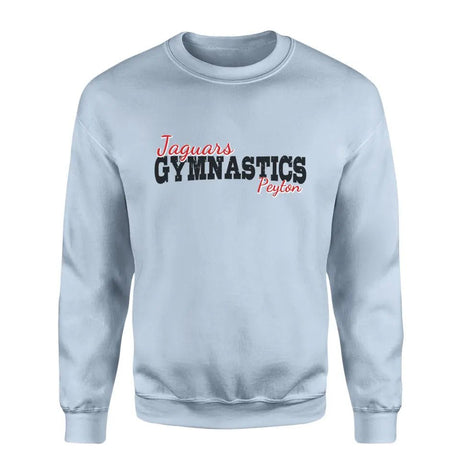 Custom Gymnastics Mascot and Gymnast Name on a Sweatshirt with a Black Graphic