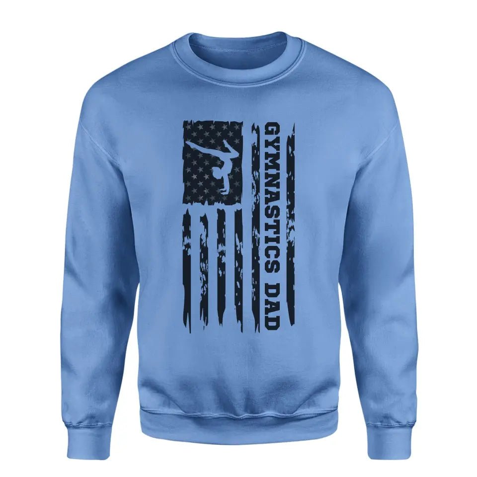 Gymnastics Dad Vertical Flag on a Sweatshirt with a Black Graphic