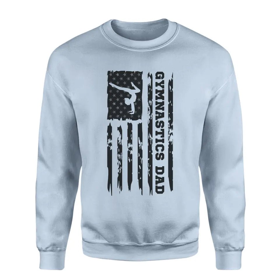 Gymnastics Dad Vertical Flag on a Sweatshirt with a Black Graphic