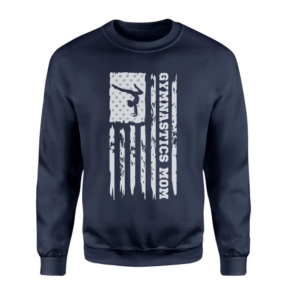 Gymnastics Mom Vertical Flag on a Sweatshirt with a White Graphic