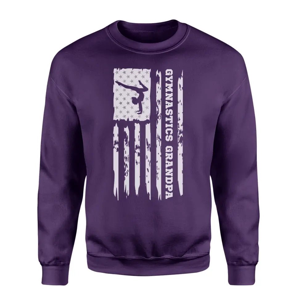 Gymnastics Grandpa Vertical Flag on a Sweatshirt with a White Graphic
