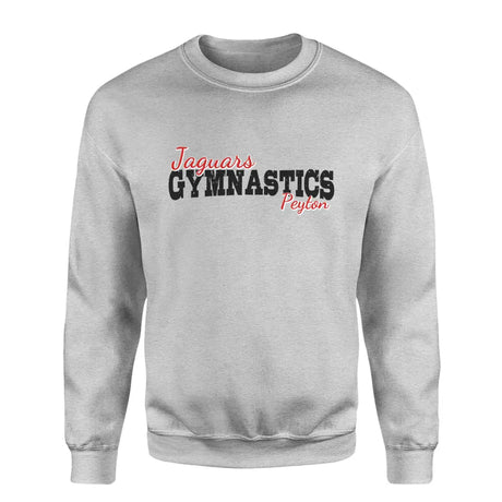 Custom Gymnastics Mascot and Gymnast Name on a Sweatshirt with a Black Graphic