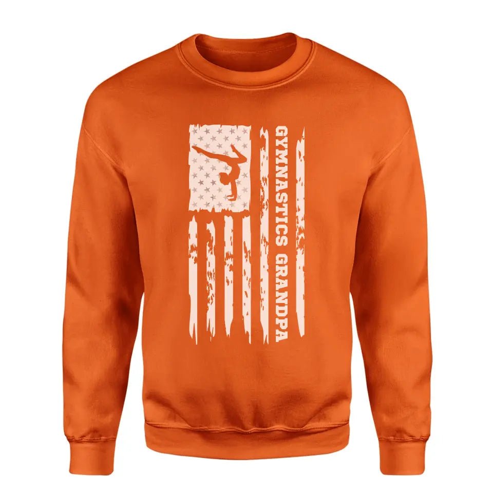 Gymnastics Grandpa Vertical Flag on a Sweatshirt with a White Graphic