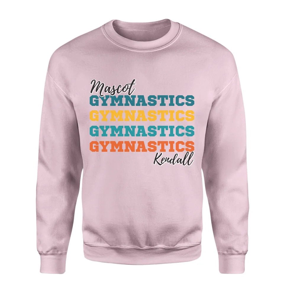 Personalized Gymnastics Gymnastics Gymnastics on a Sweatshirt With Mascot and Gymnast Name on a Sweatshirt