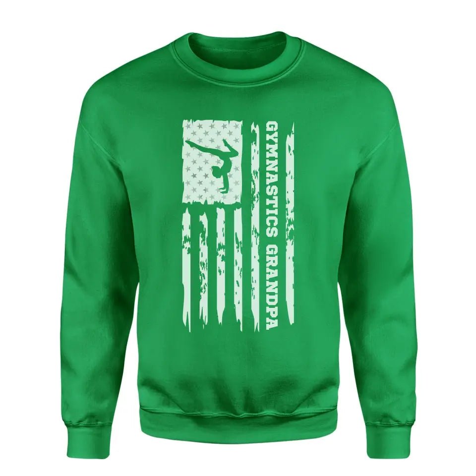 Gymnastics Grandpa Vertical Flag on a Sweatshirt with a White Graphic