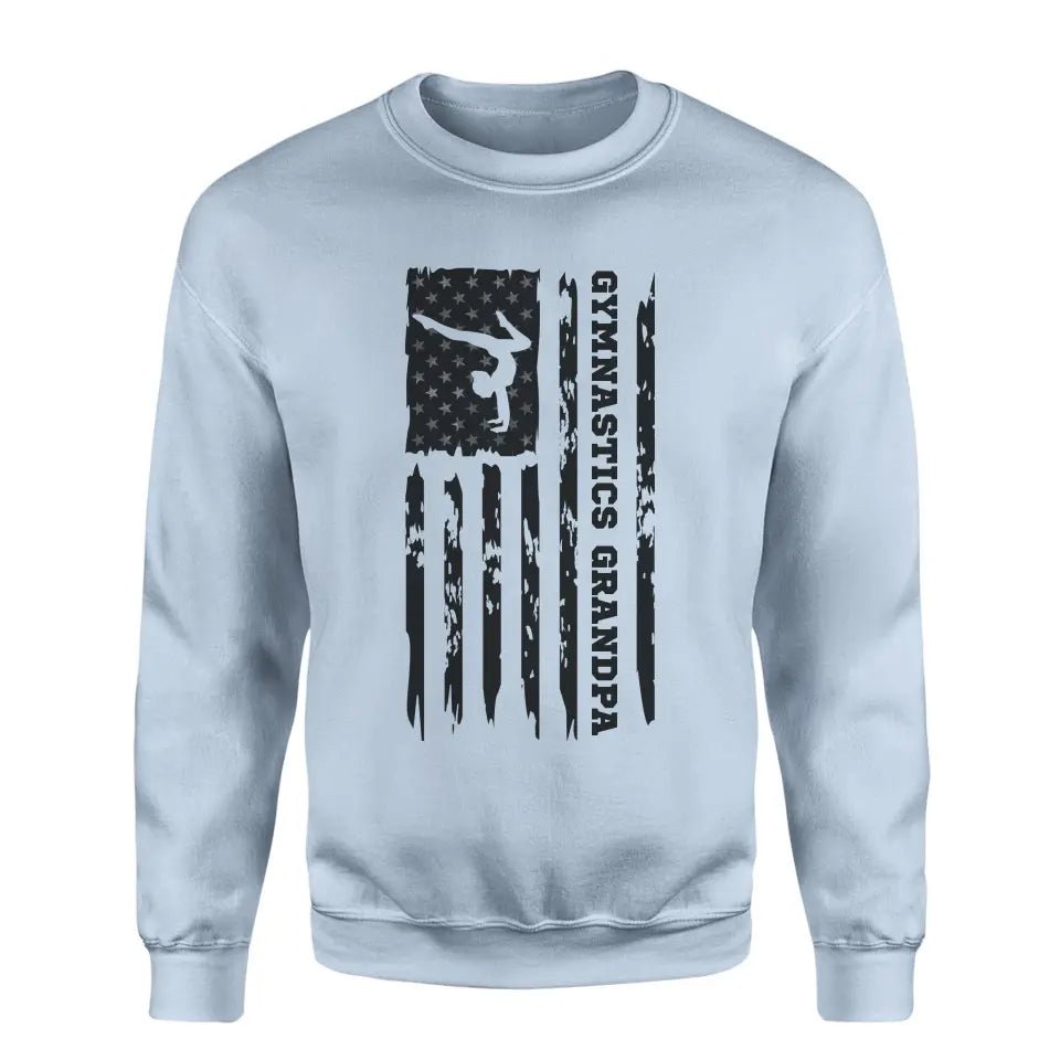 Gymnastics Grandpa Vertical Flag on a Sweatshirt with a Black Graphic