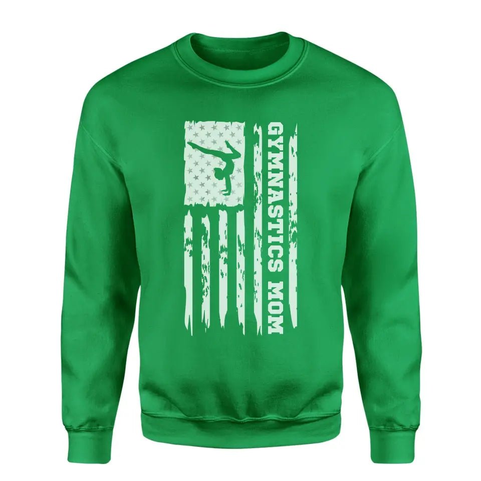 Gymnastics Mom Vertical Flag on a Sweatshirt with a White Graphic