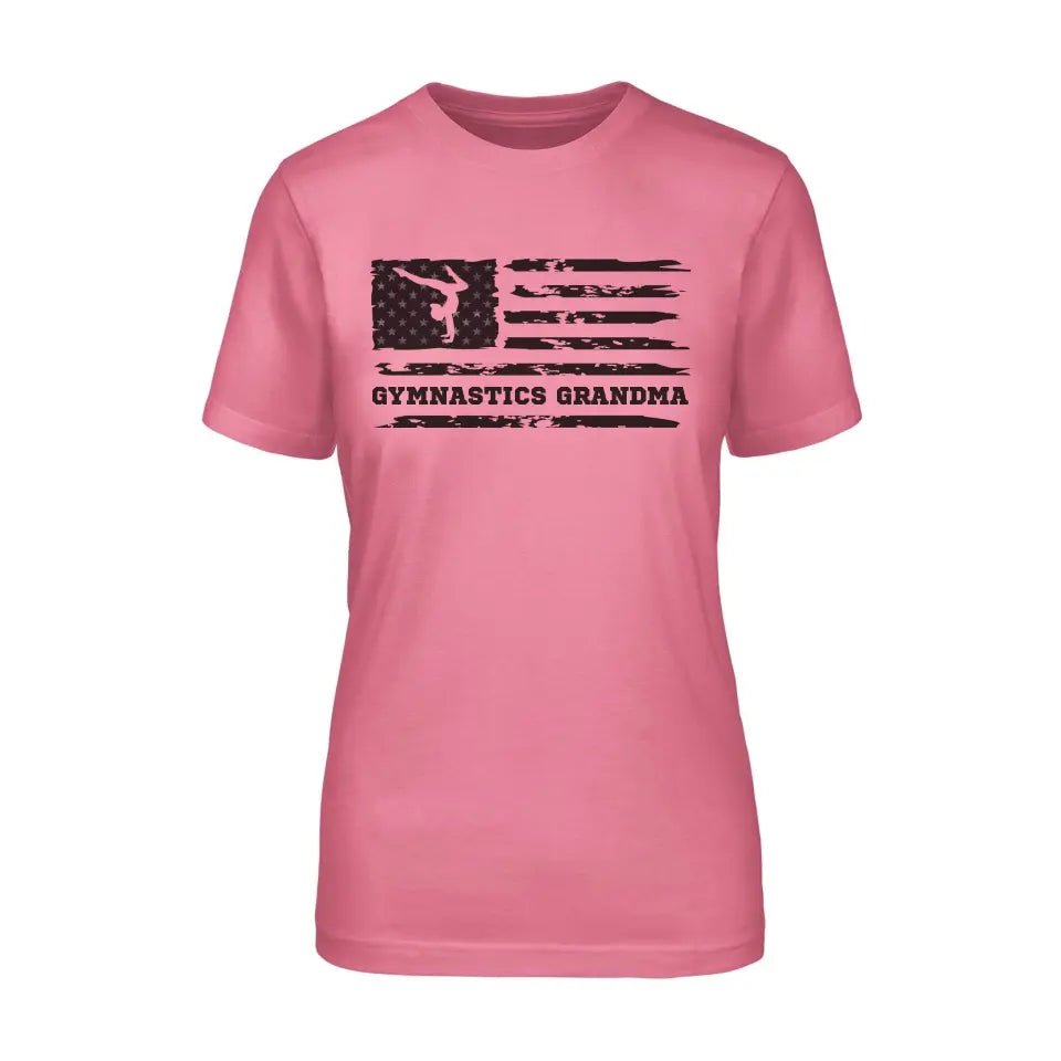 Gymnastics Grandma Horizontal Flag on a Unisex T-Shirt with a Black Graphic