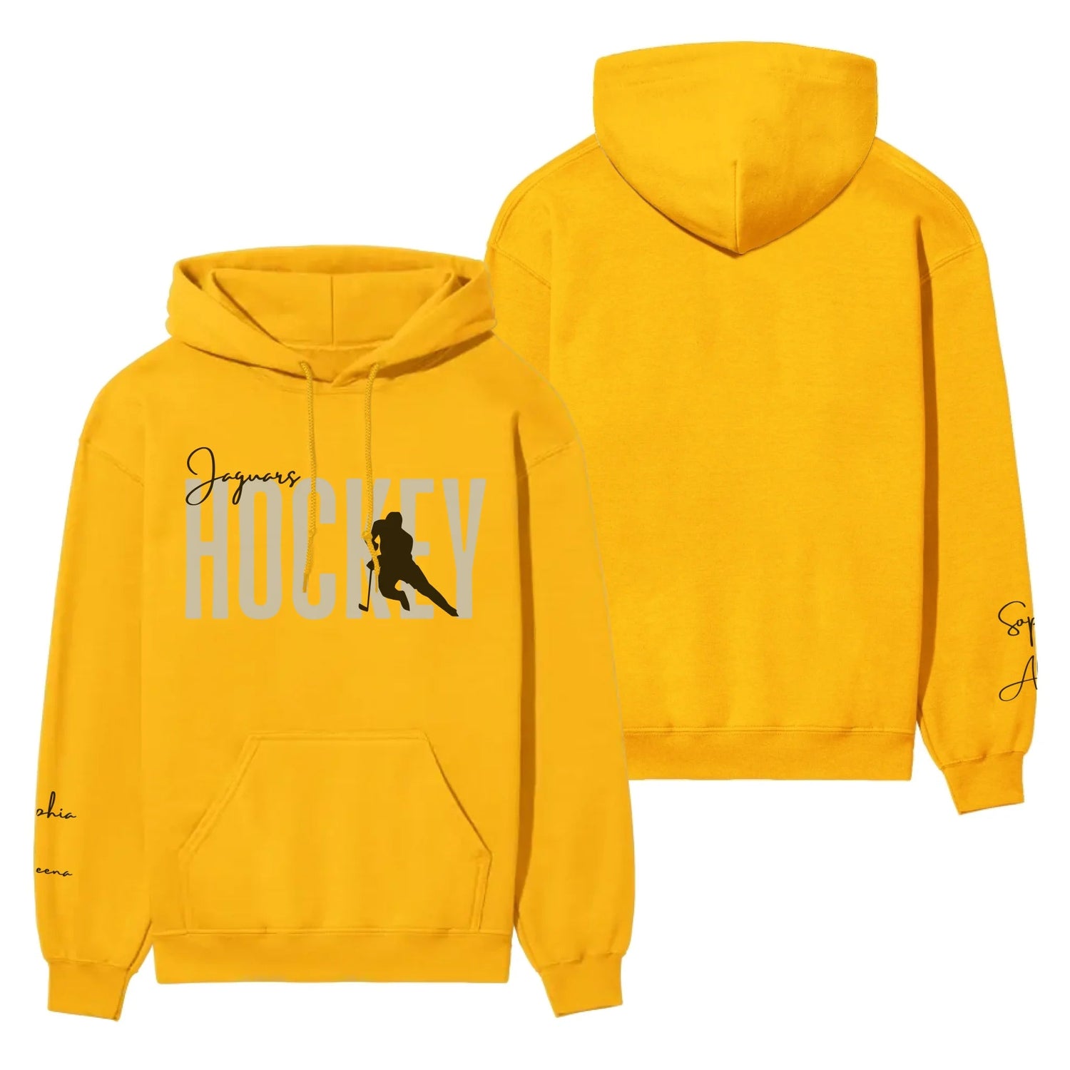 Personalized Hockey on a Hoodie With Modern Bold Designs and Hockey Player Name on Sleeve on a Hoodie