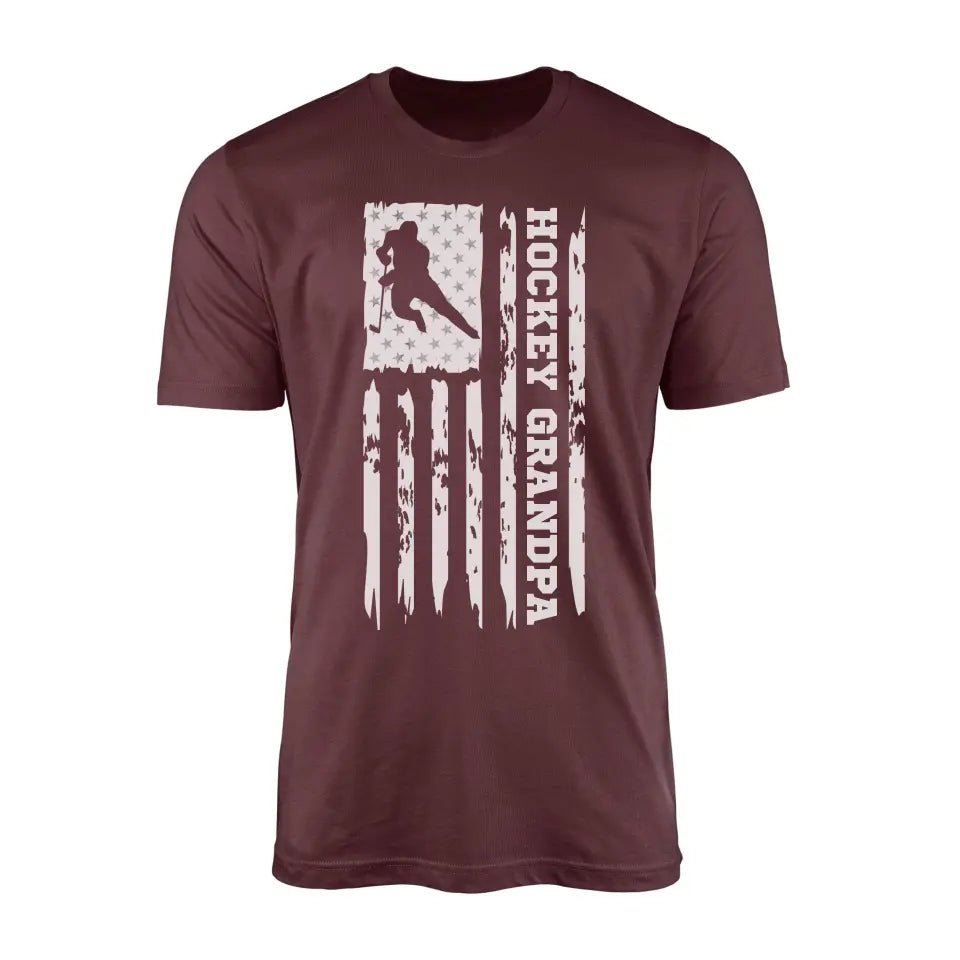 Hockey Grandpa Vertical Flag on a Men's T-Shirt with a White Graphic