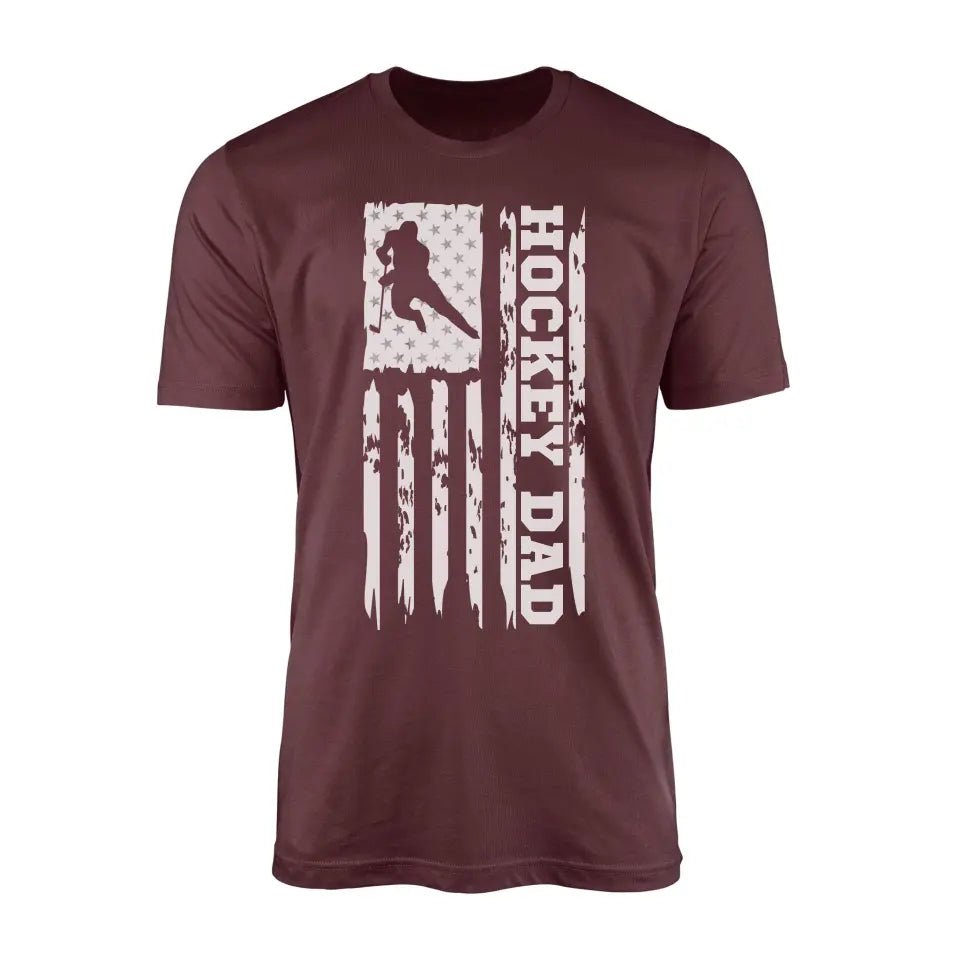 Hockey Dad Vertical Flag on a Men's T-Shirt with a White Graphic