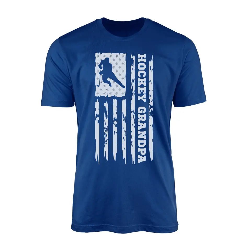 Hockey Grandpa Vertical Flag on a Men's T-Shirt with a White Graphic
