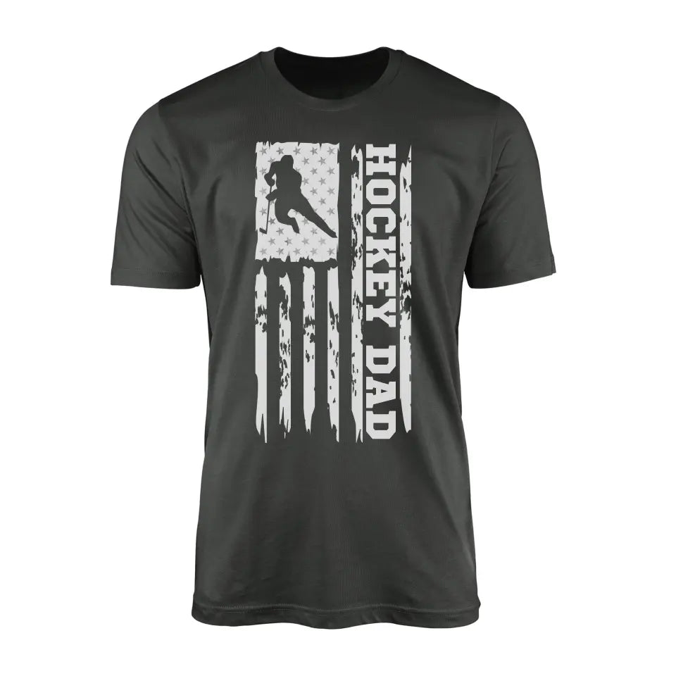 Hockey Dad Vertical Flag on a Men's T-Shirt with a White Graphic