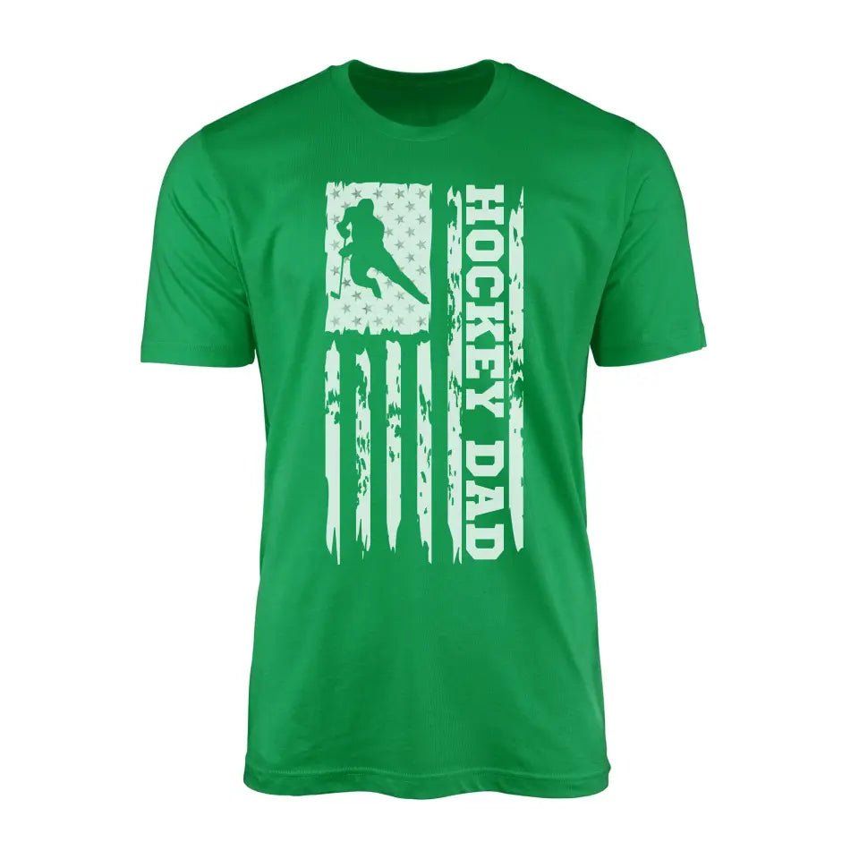 Hockey Dad Vertical Flag on a Men's T-Shirt with a White Graphic