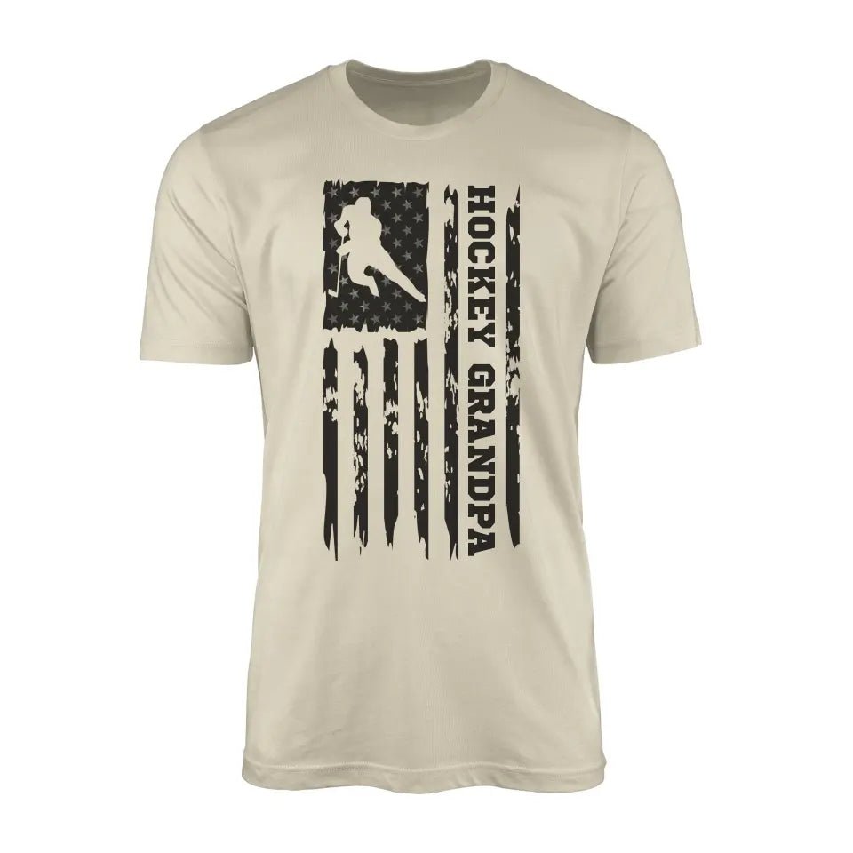 Hockey Grandpa Vertical Flag on a Men's T-Shirt with a Black Graphic