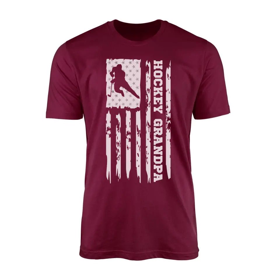 Hockey Grandpa Vertical Flag on a Men's T-Shirt with a White Graphic