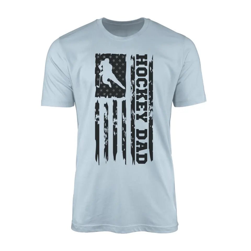 Hockey Dad Vertical Flag on a Men's T-Shirt with a Black Graphic