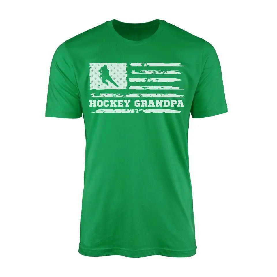 Hockey Grandpa Horizontal Flag on a Men's T-Shirt with a White Graphic