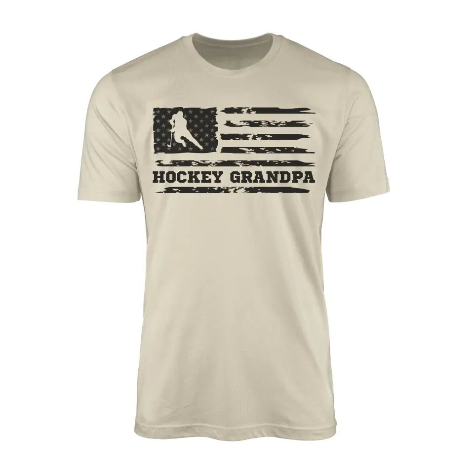 Hockey Grandpa Horizontal Flag on a Men's T-Shirt with a Black Graphic