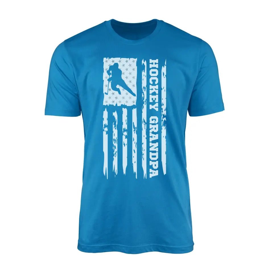 Hockey Grandpa Vertical Flag on a Men's T-Shirt with a White Graphic