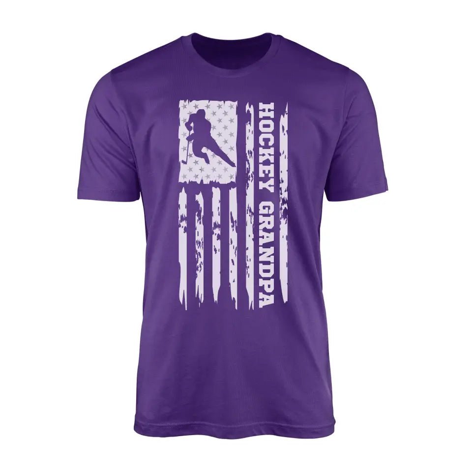 Hockey Grandpa Vertical Flag on a Men's T-Shirt with a White Graphic