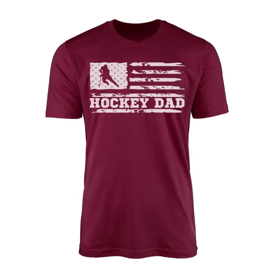 Hockey Dad Horizontal Flag on a Men's T-Shirt with a White Graphic