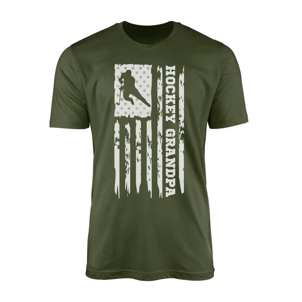 Hockey Grandpa Vertical Flag on a Men's T-Shirt with a White Graphic