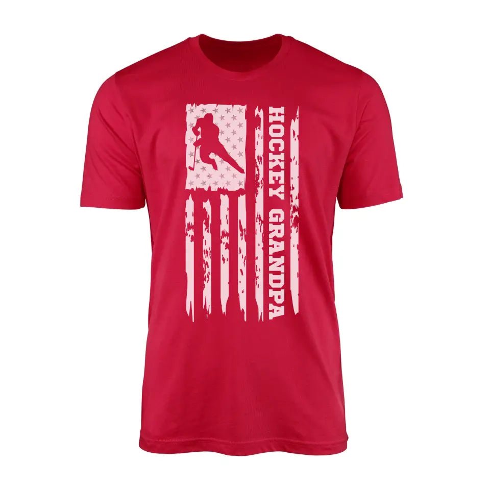 Hockey Grandpa Vertical Flag on a Men's T-Shirt with a White Graphic