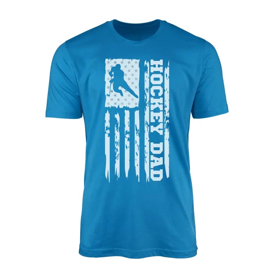 Hockey Dad Vertical Flag on a Men's T-Shirt with a White Graphic