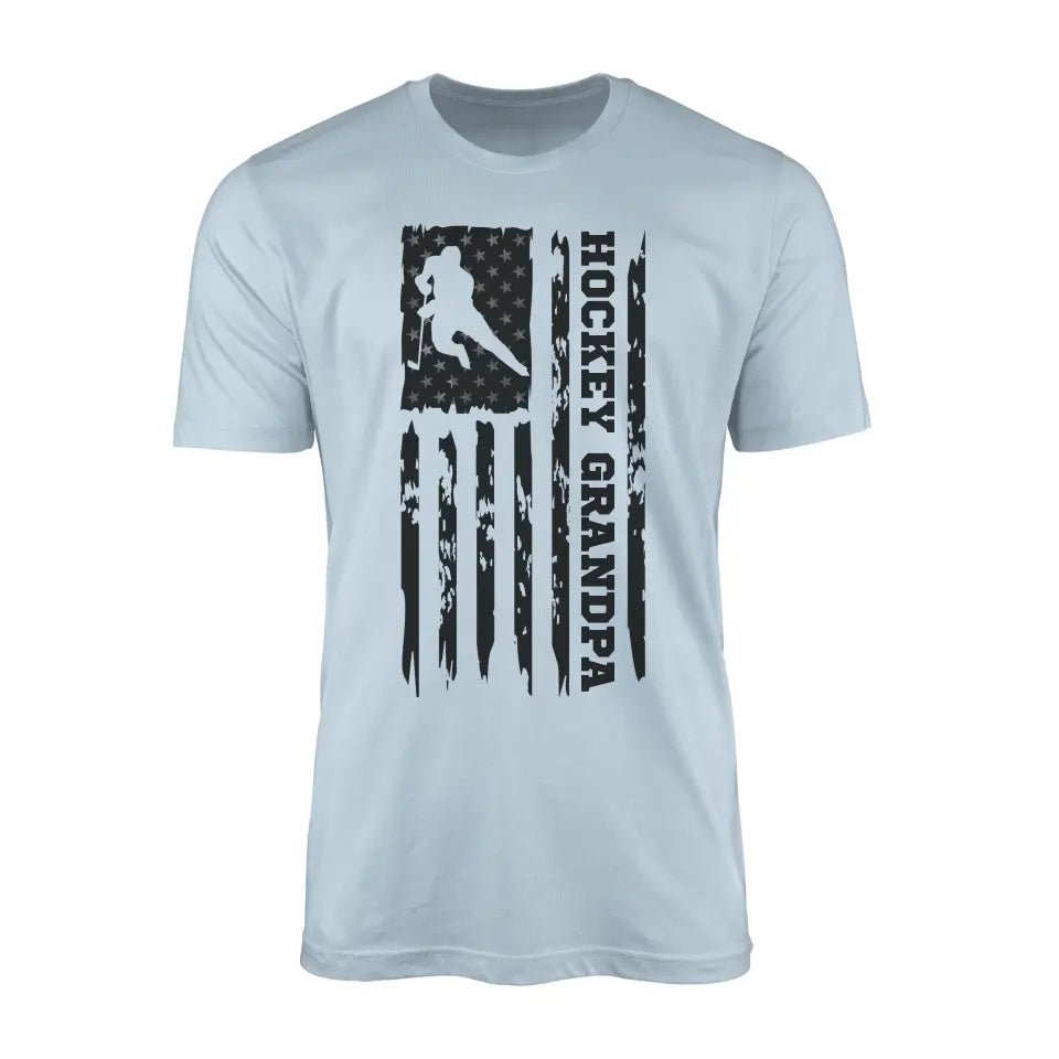 Hockey Grandpa Vertical Flag on a Men's T-Shirt with a Black Graphic