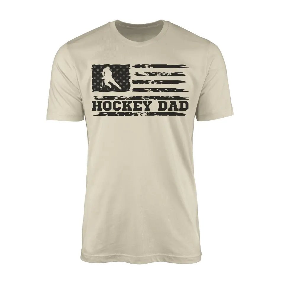 Hockey Dad Horizontal Flag on a Men's T-Shirt with a Black Graphic