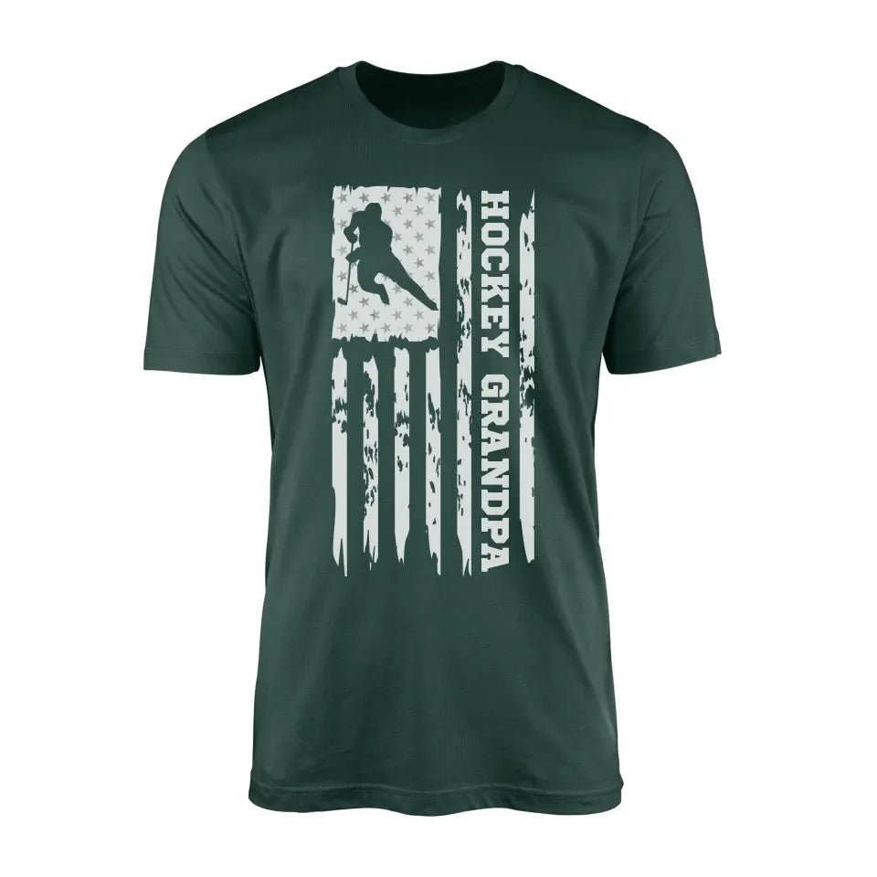 Hockey Grandpa Vertical Flag on a Men's T-Shirt with a White Graphic