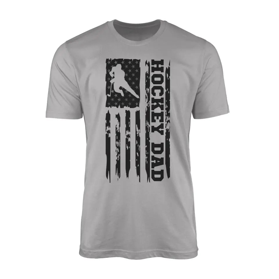 Hockey Dad Vertical Flag on a Men's T-Shirt with a Black Graphic
