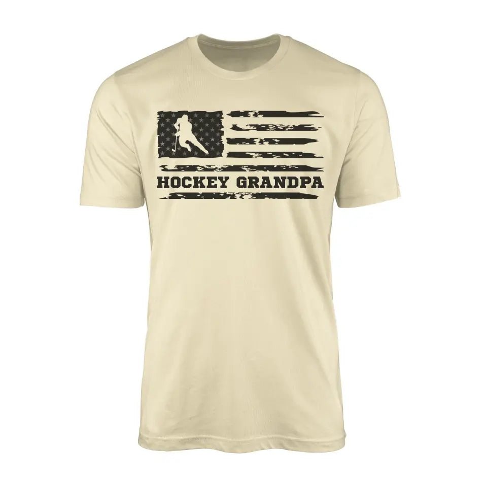 Hockey Grandpa Horizontal Flag on a Men's T-Shirt with a Black Graphic