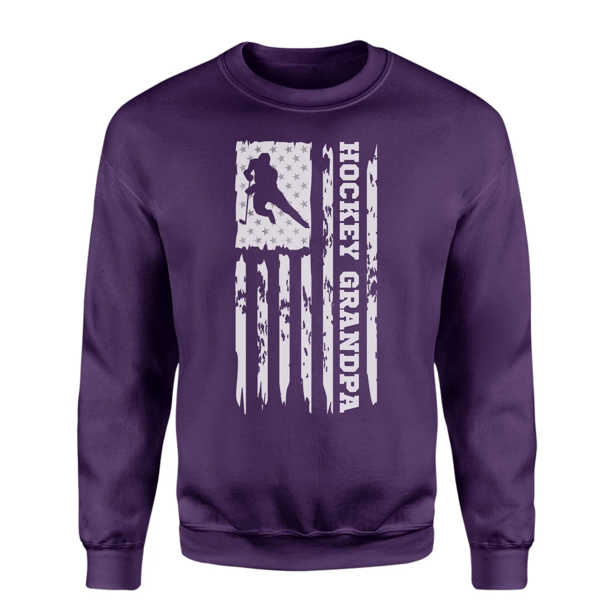 Hockey Grandpa Vertical Flag on a Sweatshirt with a White Graphic
