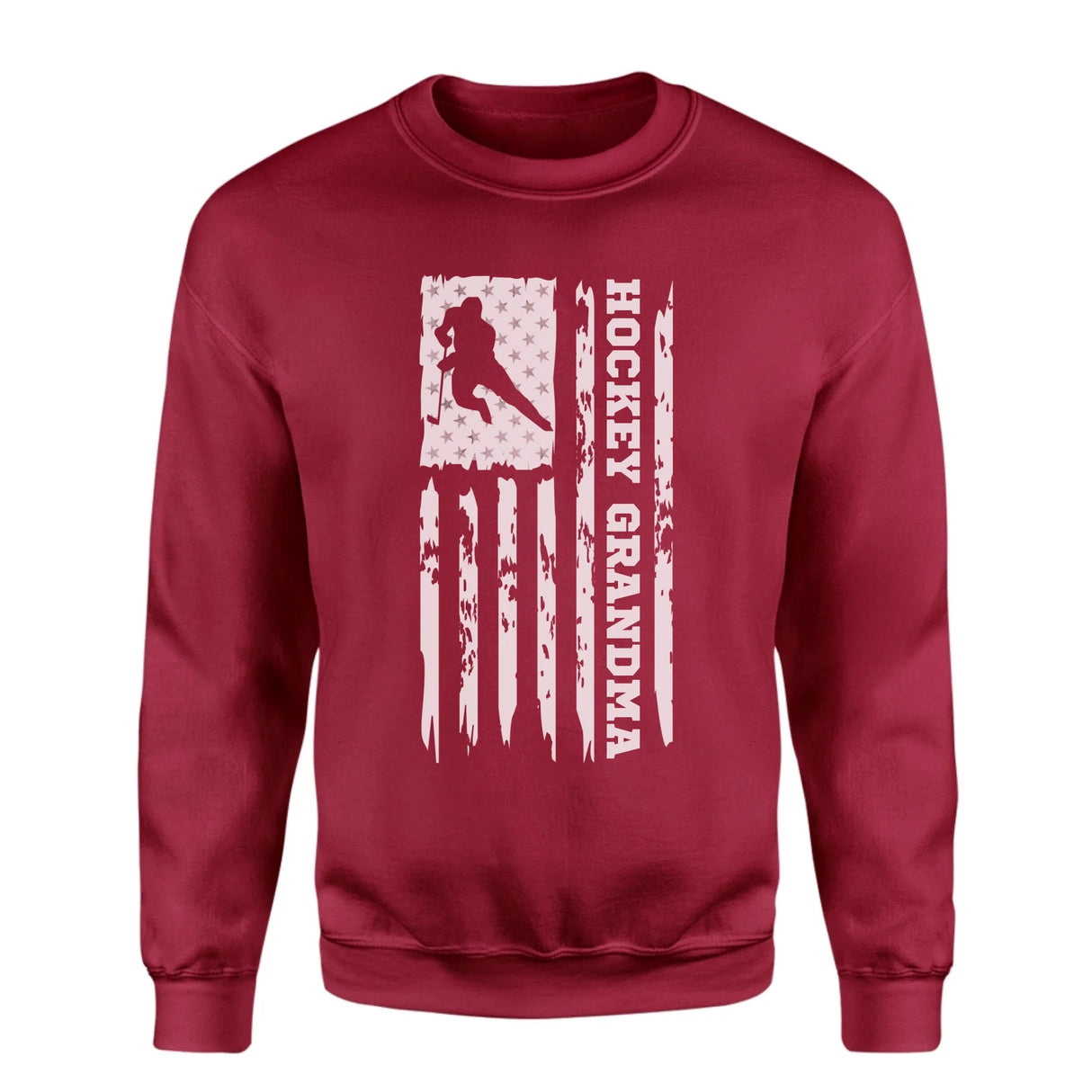 Hockey Grandma Vertical Flag on a Sweatshirt with a White Graphic