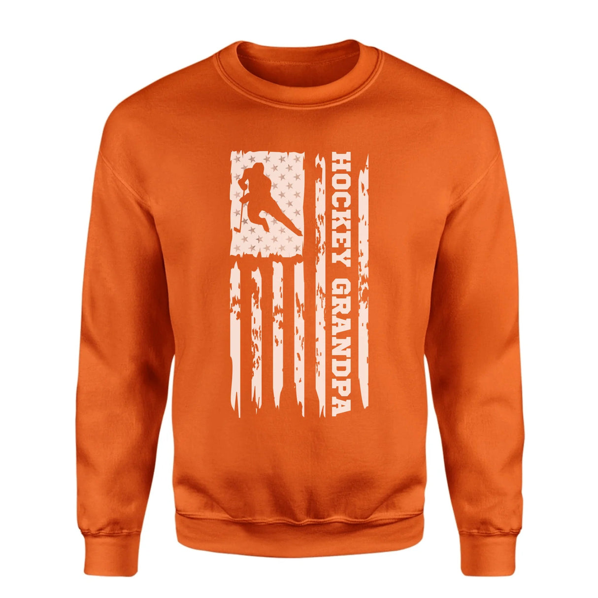 Hockey Grandpa Vertical Flag on a Sweatshirt with a White Graphic
