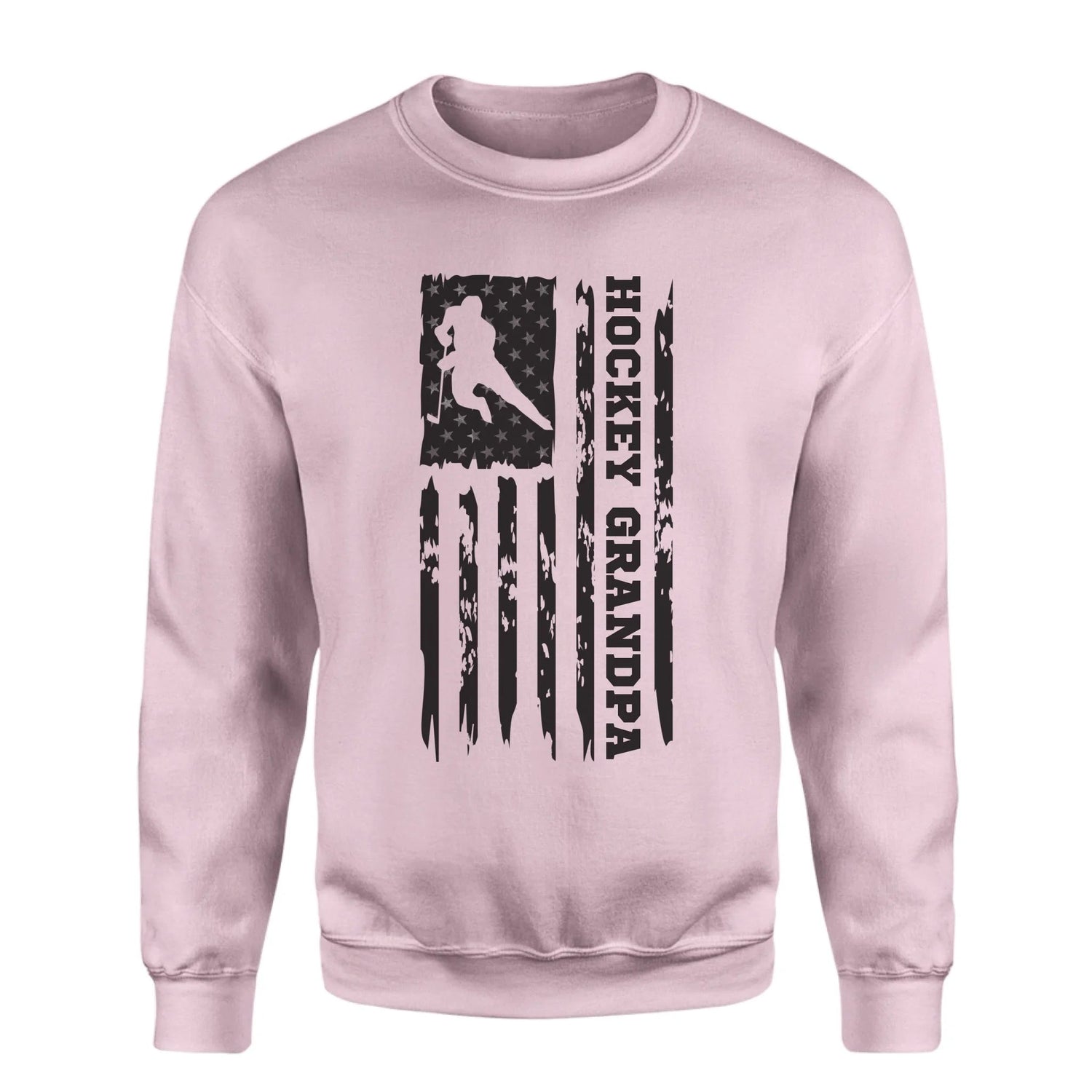Hockey Grandpa Vertical Flag on a Sweatshirt with a Black Graphic