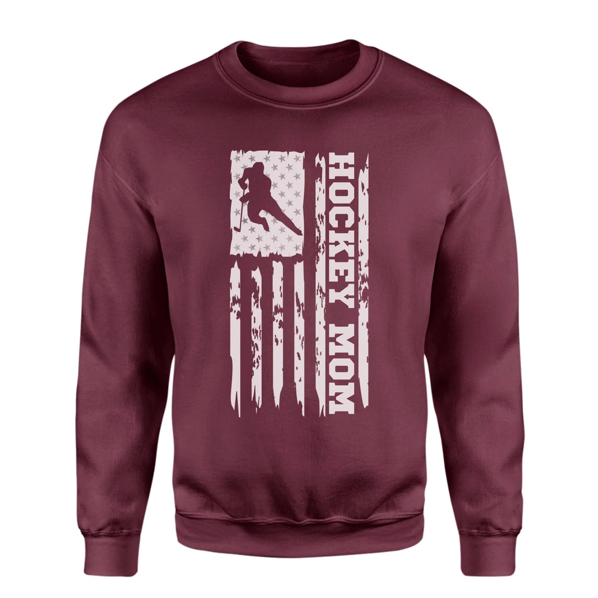 Hockey Mom Vertical Flag on a Sweatshirt with a White Graphic