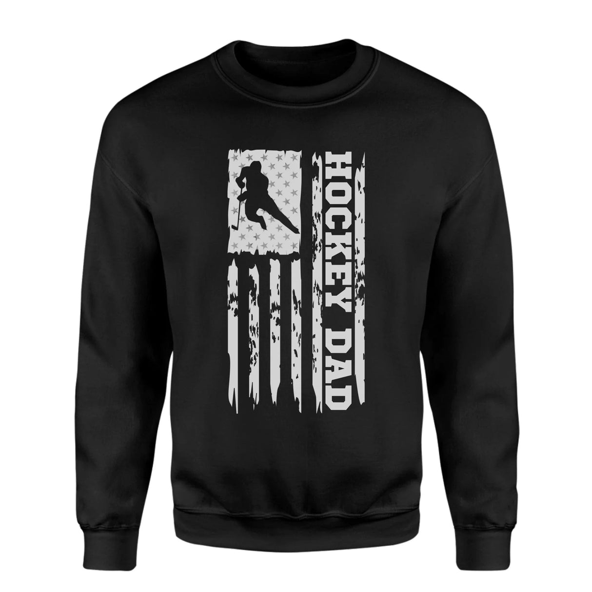 Hockey Dad Vertical Flag on a Sweatshirt with a White Graphic