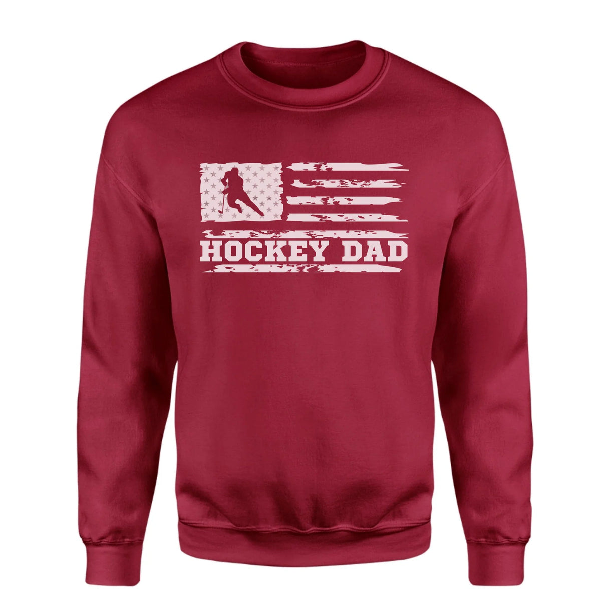 Hockey Dad Horizontal Flag on a Sweatshirt with a White Graphic