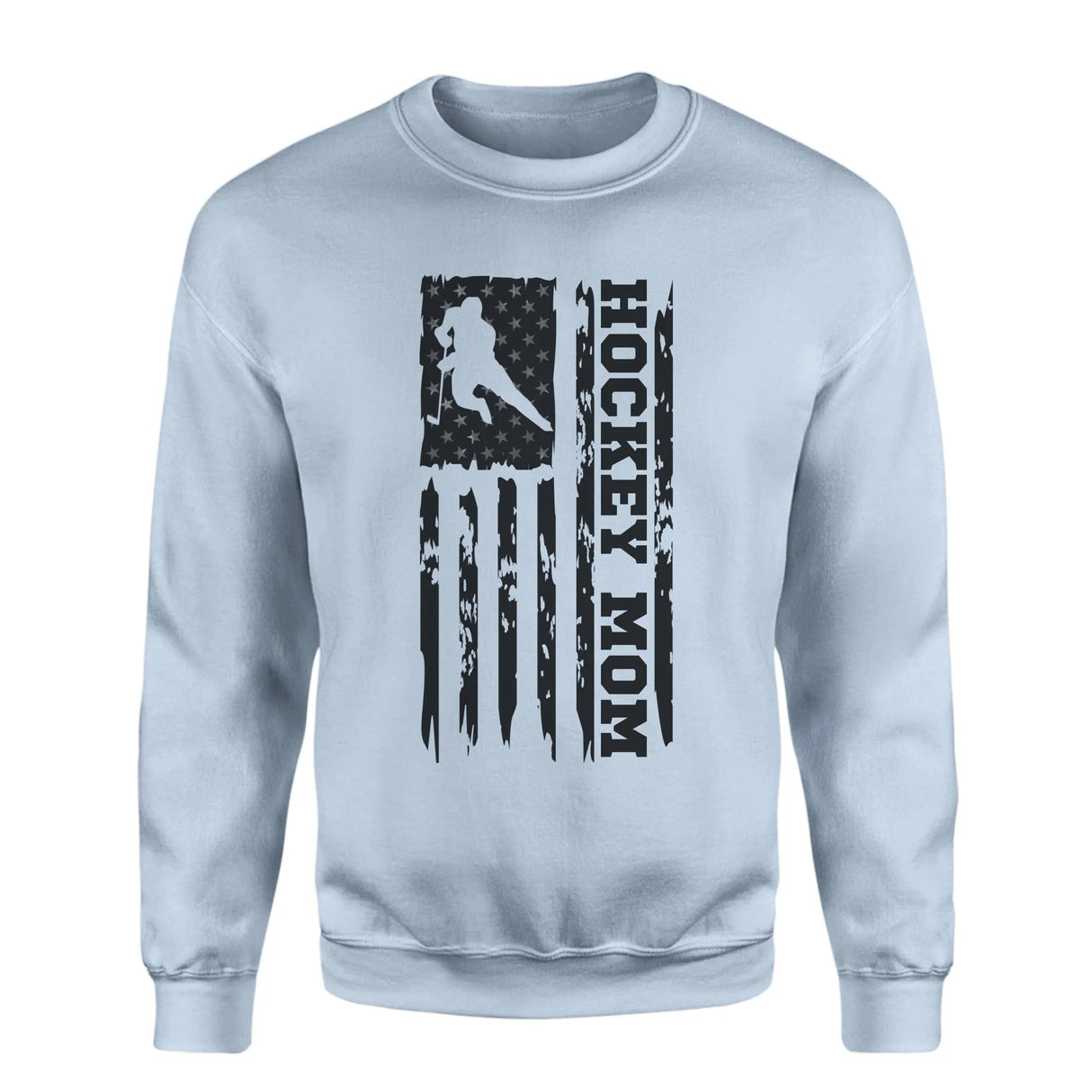 Hockey Mom Vertical Flag on a Sweatshirt with a Black Graphic