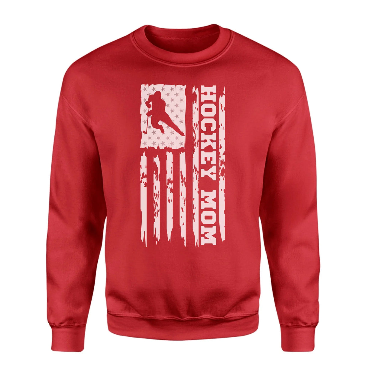 Hockey Mom Vertical Flag on a Sweatshirt with a White Graphic