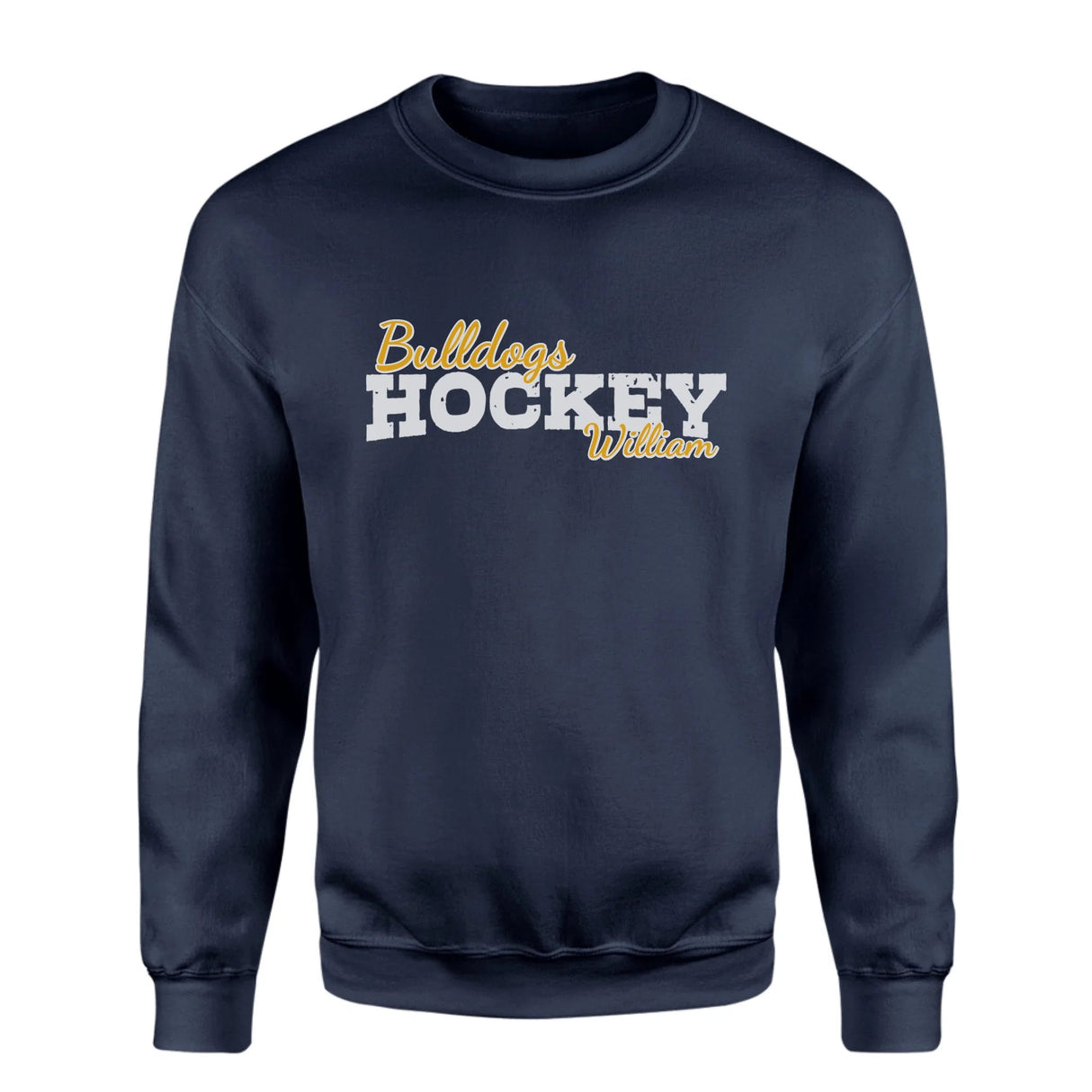 Custom Hockey Mascot and Hockey Player Name on a Sweatshirt with a White Graphic